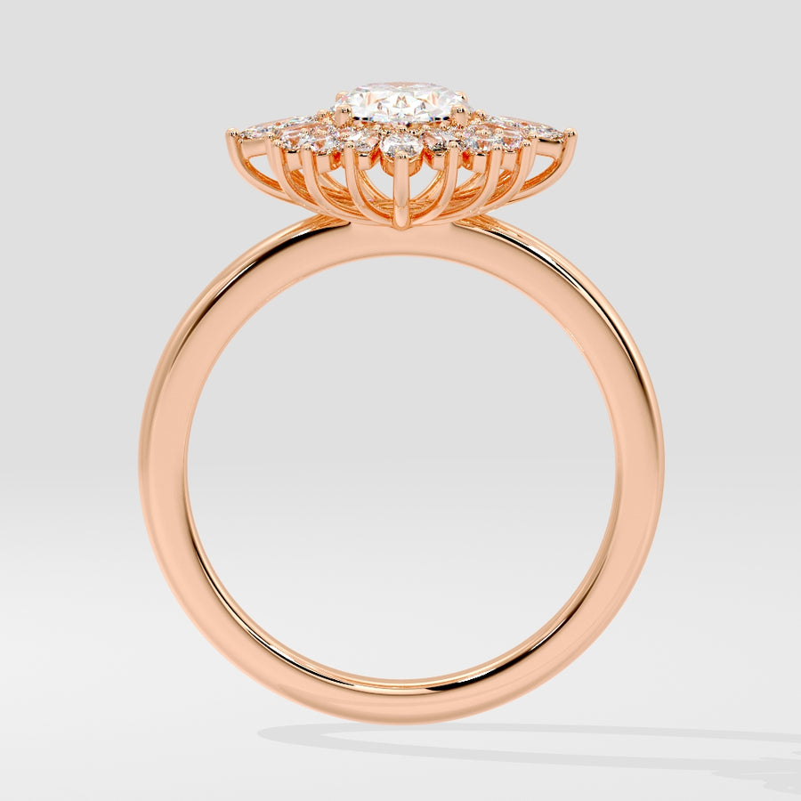 Oval Cut Rose Gold Unique Moissanite Engagement Ring